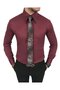 Italian Style Slim Fit Pointed Collar Satin Men's Shirt Burgundy T7212 - 3