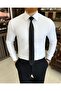 Italian style slim fit men's tie collar shirt white T11334 - 2