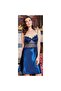 642 Dowel Silk Satin Ruched Short Set of Six - Navy Blue - 2