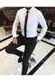 Italian style slim fit satin cotton men's tie collar shirt white T9424 - 2