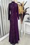 Azalea Hijab Evening Dress Plum - 3
