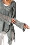 Gray Gray Long Sleeve Cheeval Wide Collar Openwork Knitwear Blouse - Autumn and Winter - 3