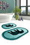 Digital Printed Washable Non-Slip Base Oval Bath Mat Toilet Set with Elephant Figure - 2