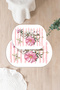 Digital Printed Washable Non-Slip Base Rose Motif Oval Bath Mat Toilet Set - 4