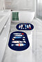 Digital Washable Colorful Fish Pattern Oval Bath Mat Toilet Set - 4