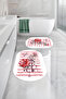Digital Printed Washable Non-Slip Base Rose Motif Oval Bath Mat Toilet Set - 4
