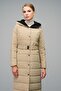 Hooded Garni Detailed Long Quilted Coat Beige 6662 - 2