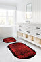 Digital Washable Non-Slip Base Classic Model Oval Bath Mat Toilet Set - 6