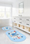 Digital Washable Colorful Fish Pattern Oval Bath Mat Toilet Set - 2