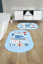 Digital Washable Colorful Fish Pattern Oval Bath Mat Toilet Set - 3