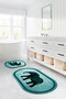 Digital Printed Washable Non-Slip Base Oval Bath Mat Toilet Set with Elephant Figure - 4