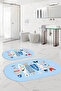 Digital Washable Colorful Fish Pattern Oval Bath Mat Toilet Set