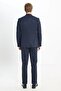 Slim Fit Slim Fit Swallow Collar Tie Waist with Cover Pocket Double Breasted Striped Navy Blue-White Suit Hand - 6