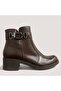 Women's buckled zippered leather boots 1265 - cocoa - size 39