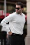 White Polo Neck Striped Long Sleeve Sweater 7239 - 3