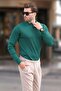 Green Polo Neck Striped Long Sleeve Sweater 7239 - 3