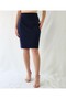 Women's Dark Blue Textured Pencil Skirt - 4
