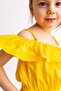 Shoulder Ruffle Poplin Girl's Jumpsuit Yellow - 5