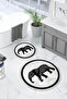 Printed Washable Non-Slip Base Round Bath Mat Toilet Set with Elephant Figure - 7