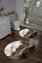 Digital Washable Non-Slip Base Marble Model Round Bath Mat Toilet Set - 4
