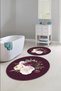 Digital Washable Non-Slip Base Floral Motif Round Bath Mat Toilet Set - 9