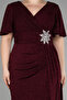 Burgundy Short Sleeve Slit Long Glittery Plus Size Evening Dress ABU39790 - 3