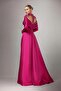 Kenzel Processing Lapel Detailed Long Sleeve Draped Long Dress - 3