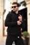 Black Hooded Pocket Detailed Sweatshirt 7095 - 2