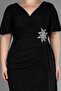 Black Short Sleeve Slit Long Glitter Plus Size Evening Dress ABU39790 - 3