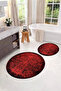 Digital Washable Non-Slip Base Classic Model Round Bath Mat Toilet Set - 5