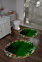Digital Washable Colorful Floral Pattern Round Bath Mat Toilet Set - 5