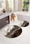 Digital Washable Non-Slip Base Marble Model Round Bath Mat Toilet Set - 5