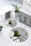 Printed Washable Non-Slip Base Stone Patterned Round Bath Mat Toilet Set - 6