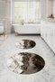 Digital Washable Non-Slip Base Marble Model Round Bath Mat Toilet Set