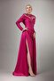 Kenzel Processing Lapel Detailed Long Sleeve Draped Long Dress - 2