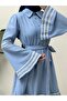 Embroidered Dress with Sleeves and Skirt - Baby Blue - 5