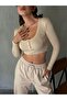 Women's Stone Elastic Waist Suede Leather Trousers 28081 - 8