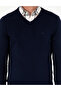 Navy Blue Slim Fit V-Neck Basic Sweater Sweater 50296583-Vr033 - 6