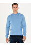 Blue Melange Slim Fit Quarter Collar Basic Knitwear Sweater 50276158-Vr113 - 3