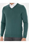Green Slim Fit V-Neck Basic Knitwear Sweater 50276156-Vr054 - 6