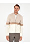 Ecru Regular Fit Wool Blend Zippered Knitwear Cardigan 50296434-Vr019 - 3