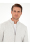 Light Gray Melange Regular Fit Zippered Knitwear Cardigan 50296442-Vr091 - 2