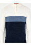 Navy Blue Slim Fit Zippered Stand Collar Sweater 50296471-Vr033 - 6