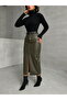Leather Slit Detailed Midi Skirt - 4