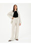Ecru Textured High Waist Loose Fit Trousers 50284528-Vr019