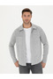 Gray Melange Classic Collar Double Pocket Regular Fit Knitted Shirt Jacket 50280182-Vr086 - 3