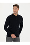 Navy Blue Slim Fit Polo Neck Basic Knitwear Sweater 50276154-Vr033 - 3