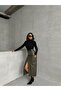 Leather Slit Detailed Midi Skirt - 2