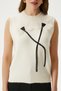 Women's Flower Detail Cream Knitwear Sweater - 3