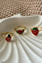 Ladybug, Watermelon and Strawberry Ring Set Children's Teen Adjustable Ring Set Triple Ring Set